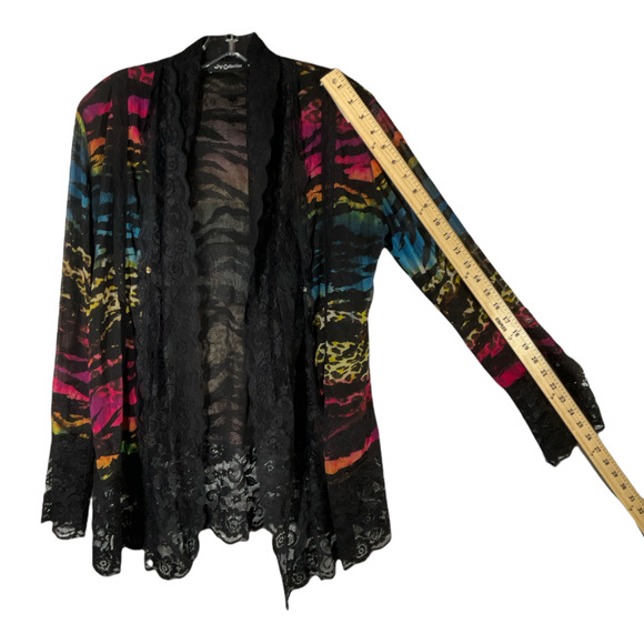 BV Collections Multicolored Tiger Leopard Print Kimono SZ M - Picture 12 of 12